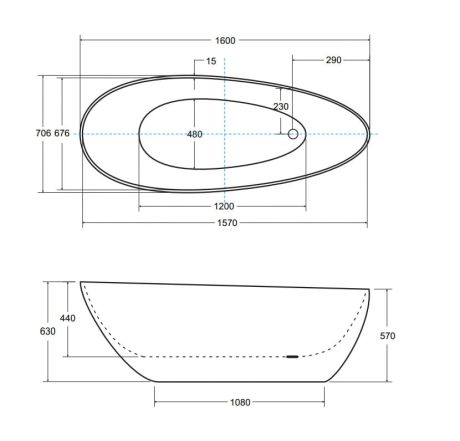 Przejdź do produktu Wanna wolnostojąca 160x70 cm ze złotym odpływem klik-klak Besco Goya #WMD-160-GKG biały połysk