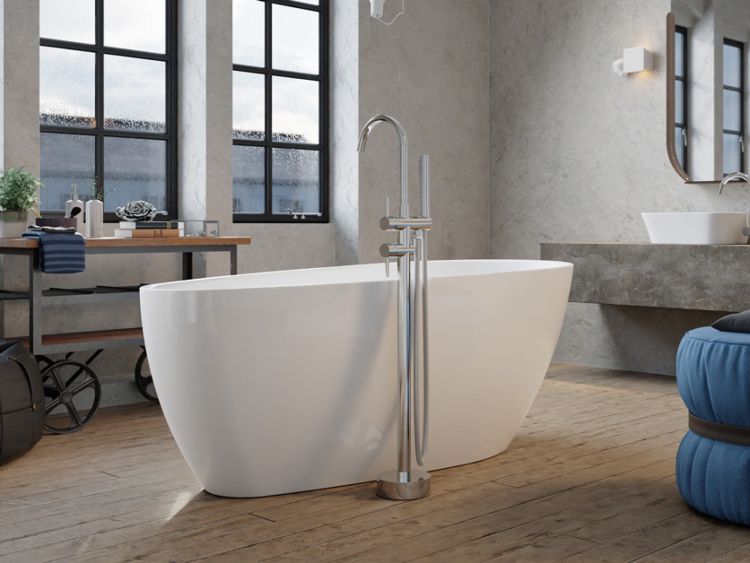 Wanna wolnostojąca akrylowa 160x73 cm z białą maskownicą syfonu i przelewem Besco Goya A-Line #WAS-160-GBI biały połysk