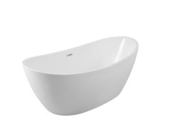 Wanna wolnostojąca akrylowa 170x80 cm ze złotą maskownicą syfonem i przelewem Besco Ayla #WAS-170-AZL biały połysk