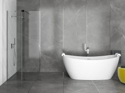 Wanna wolnostojąca akrylowa 170x80 cm ze złotą maskownicą syfonem i przelewem Besco Ayla #WAS-170-AZL biały połysk