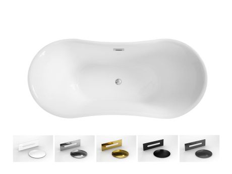 Przejdź do produktu Wanna wolnostojąca akrylowa 170x80 cm z syfonem i przelewem Besco Amber #WAS-170-AB biały połysk