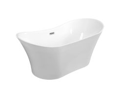 Wanna wolnostojąca akrylowa 170x80 cm ze złotą maskownicą syfonu i przelewem Besco Amber #WAS-170-ABZ biały połysk