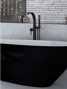 Bateria wannowa wolnostojąca 103 cm ze słuchawką prysznicową Besco Decco I czarny mat BW-DI-CZ