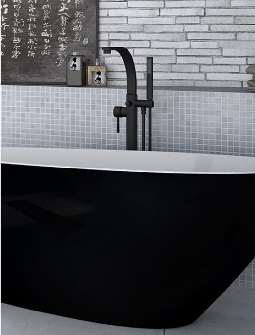 Bateria wannowa wolnostojąca 103 cm ze słuchawką prysznicową Besco Decco I czarny mat BW-DI-CZ