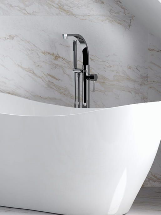 Bateria wannowa wolnostojąca 100 cm ze słuchawką prysznicową Besco Decco II chrom BW-DII-CR