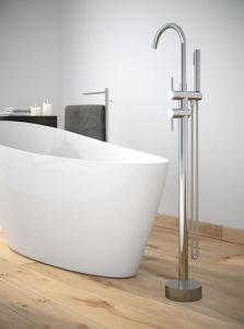 Bateria wannowa wolnostojąca 118 cm ze słuchawką prysznicową chrom Besco Illusion I BW-II-CH