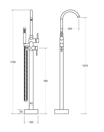 Przejdź do produktu Złota bateria wannowa wolnostojąca 118 cm ze słuchawką prysznicową Besco Illusion I BW-II-ZL