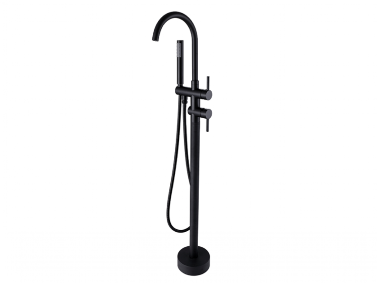 Bateria wannowa wolnostojąca 110 cm ze słuchawką prysznicową Besco Illusion II BW-III-CZ czarny mat