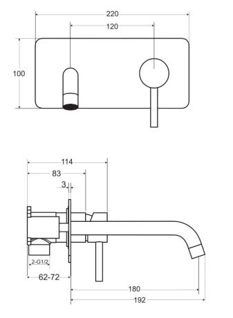Przejdź do produktu Bateria umywalkowa podtynkowa 22x10 cm z wylewką Besco Illusion BU-IS-CH chrom