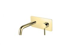 Bateria umywalkowa podtynkowa 10x22 cm z wylewką Besco Illusion BU-IS-ZL złoty