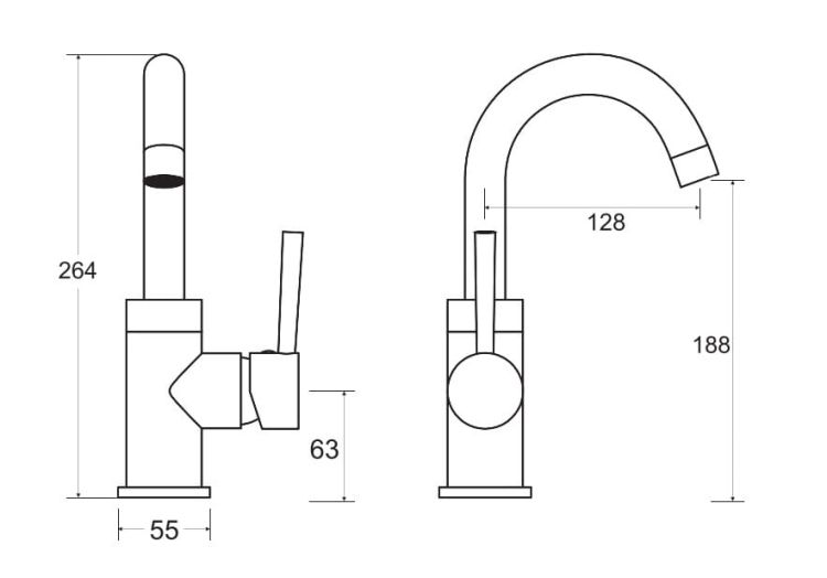 Bateria umywalkowa stojąca 26 cm Besco Illusion BU-III