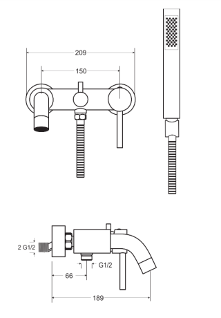 Przejdź do produktu Bateria wannowa ścienna ze słuchawką prysznicową Besco Illusion BW-IS-CH chrom
