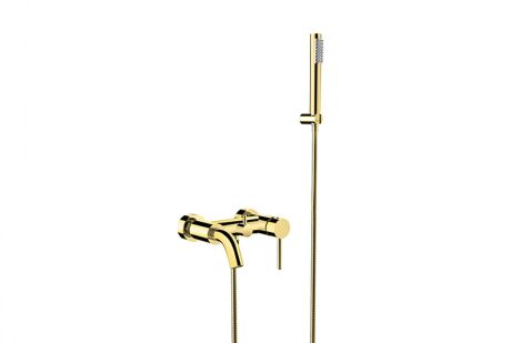 Przejdź do produktu Złota bateria wannowa ścienna ze słuchawką prysznicową Besco Illusion BW-IS-ZL złoty
