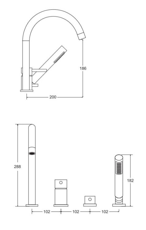 Bateria wannowa 4-otworowa Besco Illusion BW-I4