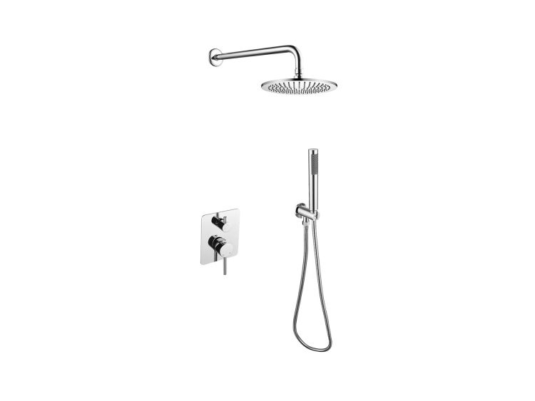 Zestaw natryskowy z okrągłą deszczownicą Ultraslim 20 cm, słuchawką prysznicową i baterią podtynkową Besco Decco/Illusion II BP-DIII-CH chrom