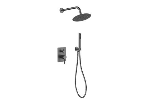 Przejdź do produktu Zestaw natryskowy z okrągłą deszczownicą Slim 20 cm, słuchawką prysznicową i baterią podtynkową Besco Decco/Illusion I BP-DII-GR grafit