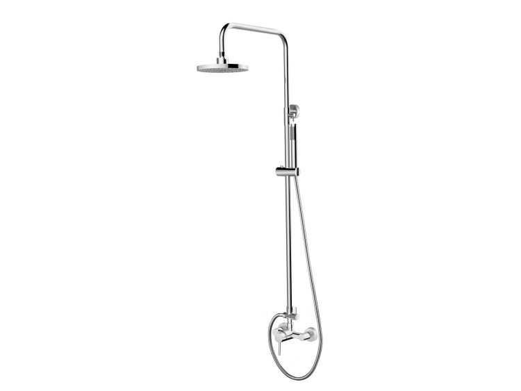 Kolumna natryskowa z okrągłą deszczownicą 20 cm, słuchawką prysznicową i baterią Besco Decco/Illusion I BP-DIN-CR chrom połysk