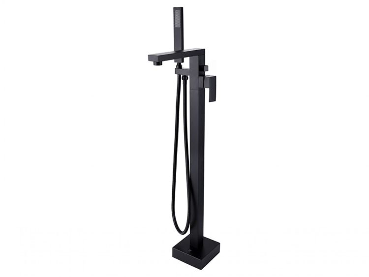 Bateria wannowa wolnostojąca 88 cm ze słuchawką prysznicową czarny mat Besco Varium BW-V-CZ