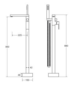 Bateria wannowa wolnostojąca 88 cm ze słuchawką prysznicową  Besco Varium BW-V