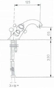 Bateria umywalkowa Reitano Atea R317 chrom rysunek techniczny