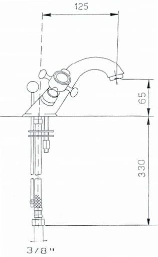 Bateria umywalkowa Reitano Atea R317 chrom rysunek techniczny