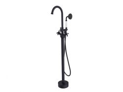 Bateria wannowa wolnostojąca 115 cm ze słuchawką prysznicową Besco Retro BW-RI-CZ czarny mat