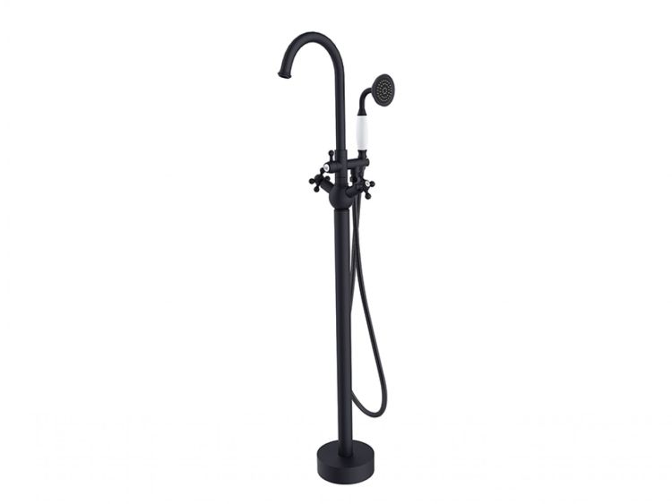 Bateria wannowa wolnostojąca 115 cm ze słuchawką prysznicową Besco Retro BW-RI-CZ czarny mat