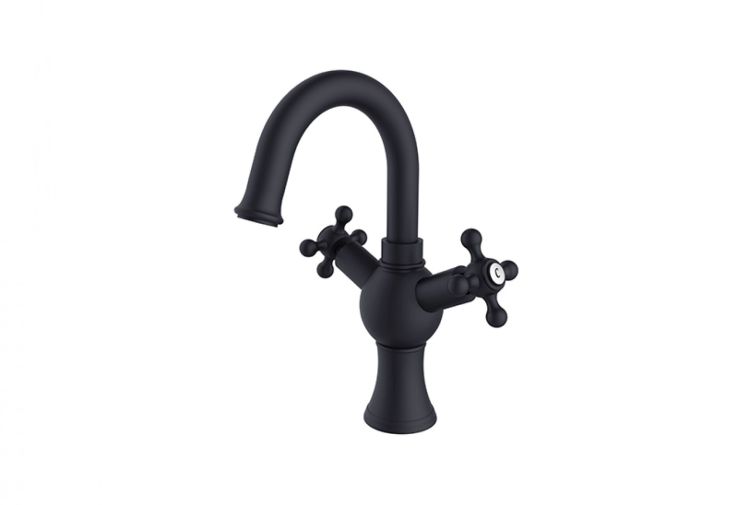 Bateria umywalkowa 27 cm stojąca Retro Besco BU-RII-CZ czarny mat