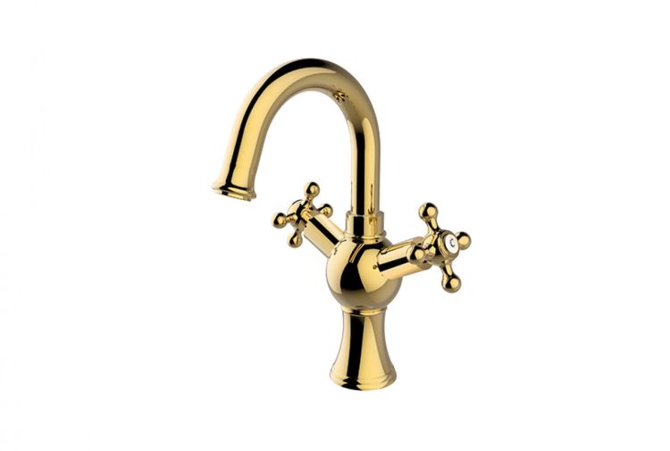 Bateria umywalkowa 27 cm stojąca Retro Besco BU-RII-ZL złoty