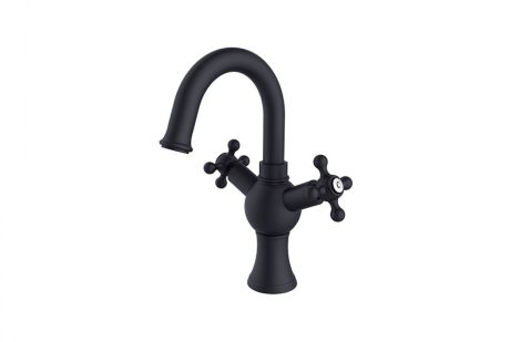 Przejdź do produktu Bateria umywalkowa 27 cm stojąca Retro Besco BU-RII-CZ czarny mat