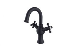 Bateria umywalkowa 27 cm stojąca Retro Besco BU-RII-CZ czarny mat