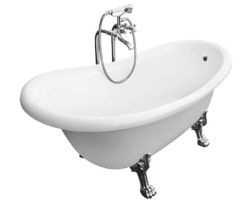 Wanna wolnostojąca Retro 160x77 cm Besco Otylia 160 nóżki chrom #WKO-160W+CR