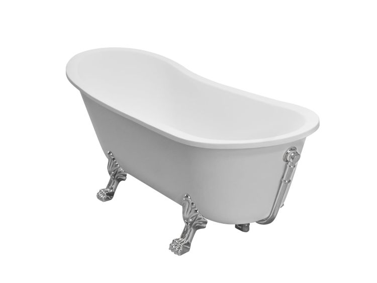Wanna wolnostojąca Retro 160x68 cm z chromowanymi lwimi łapami Besco Olaya 160 #WAO-160+CH