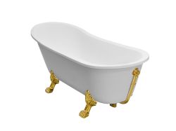 Wanna wolnostojąca Retro 160x68 cm ze złotymi lwimi łapami Besco Olaya 160 #WAO-160+ZL