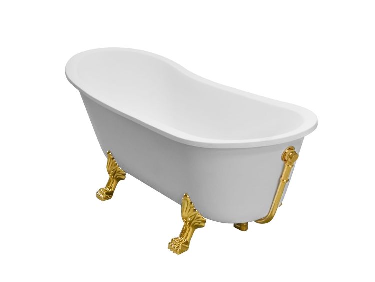 Wanna wolnostojąca Retro 160x68 cm ze złotymi lwimi łapami Besco Olaya 160 #WAO-160+ZL