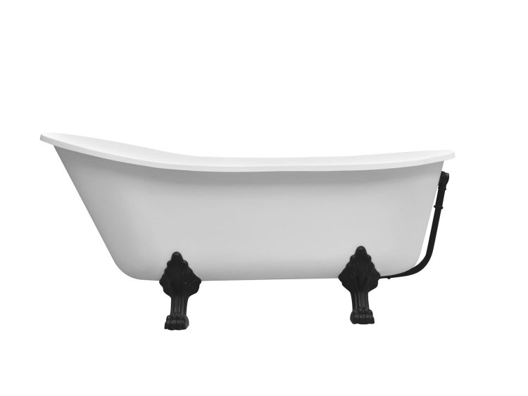 Wanna wolnostojąca Retro 160x68 cm z czarnymi lwimi łapami Besco Olaya 160 #WAO-160+CZ
