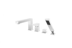 Bateria wannowa 4-otworowa ze słuchawką prysznicową Besco Modern/Varium BW-A4-CH chrom
