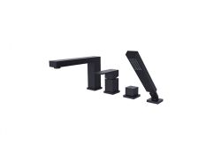 Bateria wannowa 4-otworowa ze słuchawką prysznicową Besco Modern/Varium BW-A4-CZ czarny mat