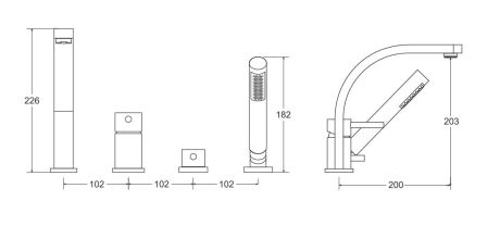 Przejdź do produktu Bateria wannowa 4-otworowa ze słuchawką prysznicową Besco Decco BW-D4-CH chrom