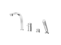 Bateria wannowa 4-otworowa ze słuchawką prysznicową Besco Decco BW-D4-CH chrom