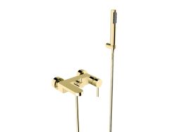Bateria wannowa ścienna ze słuchawką prysznicową Besco Decco BW-DS-ZL złoty