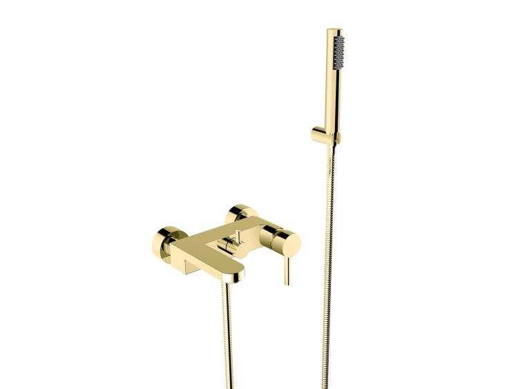 Bateria wannowa ścienna ze słuchawką prysznicową Besco Decco BW-DS-ZL złoty