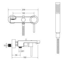 Bateria wannowa ścienna ze słuchawką prysznicową Besco Decco BW-DS