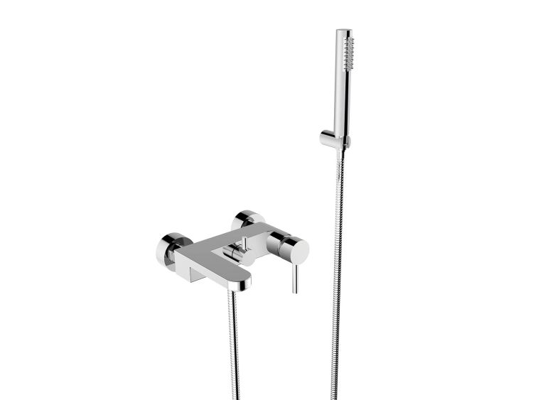 Bateria wannowa ścienna ze słuchawką prysznicową Besco Decco BW-DS-CH chrom