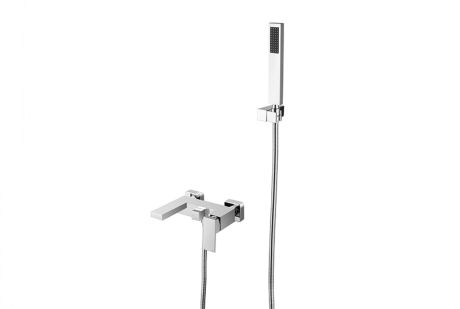 Przejdź do produktu Bateria wannowa ścienna ze słuchawką prysznicową Besco Modern/Varium BW-MVS-CH chrom