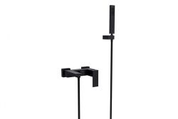 Bateria wannowa ścienna ze słuchawką prysznicową Besco Modern/Varium BW-MVS-CZ czarny mat