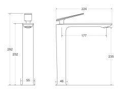 Bateria umywalkowa nablatowa 30 cm Besco Aspira I BU-AI