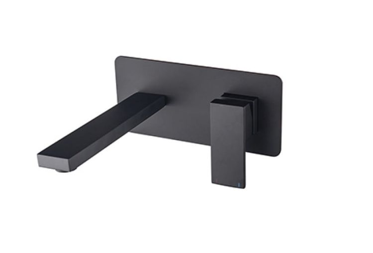 Bateria umywalkowa podtynkowa z wylewką Besco Modern/Varium BU-MVS-CZ czarny mat