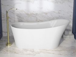 Wanna wolnostojąca akrylowa 170x72 cm z syfonem i przelewem Besco Calima #WAS-170-C biały połysk