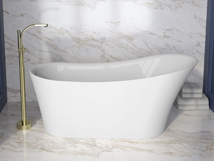 Wanna wolnostojąca akrylowa 170x72 cm z syfonem i przelewem Besco Calima #WAS-170-C biały połysk